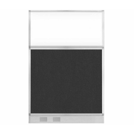 VERSARE Hush Panel Configurable Cubicle Partition 4' x 6' Black Fabric Clear Window w/ Cable Channel 1855602-2